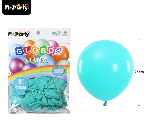 Globos de látex azul tiffany mate 25cm 50pcs