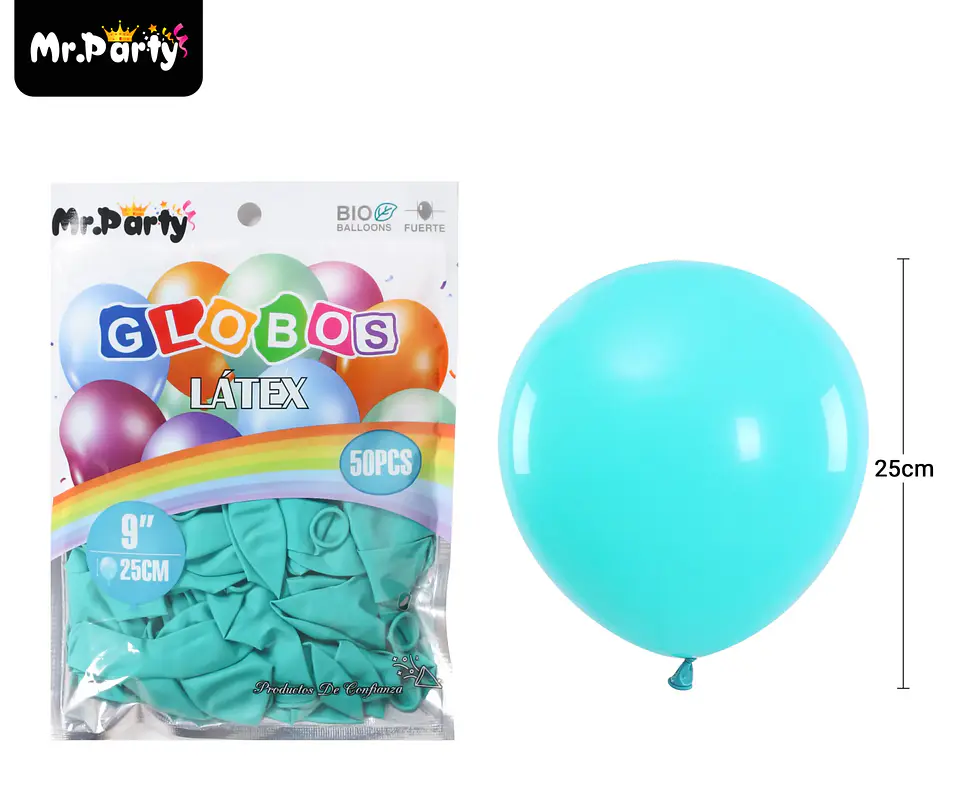 Globos de látex azul tiffany mate 25cm 50pcs 2