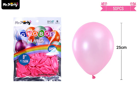 Globos de látex perlado rosa clara 25cm 50pcs