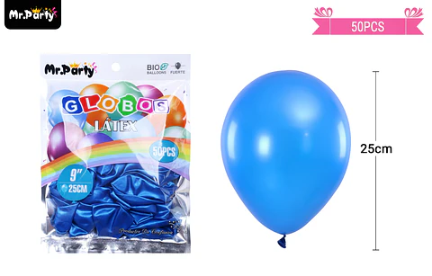 Globos de látex perlado azul oscuro 25cm 50pcs
