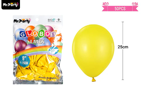 Globos de látex perlado amarillo 25cm 50pcs