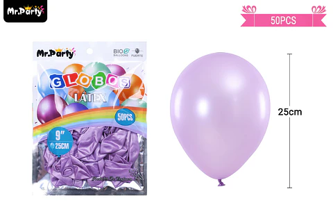 Globos de látex perlado lila 25cm 50pcs