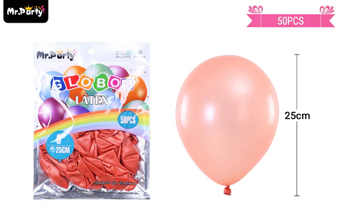 Globos de látex perlado dorado rosa 25cm 50pcs