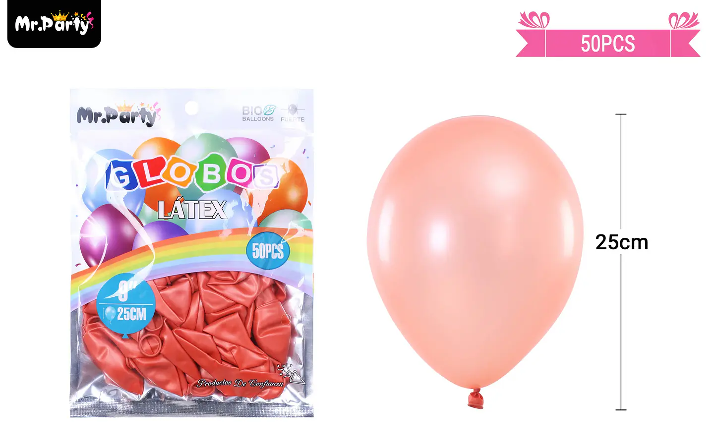 Globos de látex perlado dorado rosa 25cm 50pcs 2