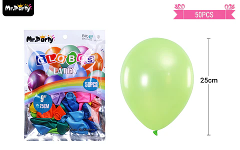 Globos de látex perlado colores surtidos 25cm 50pcs