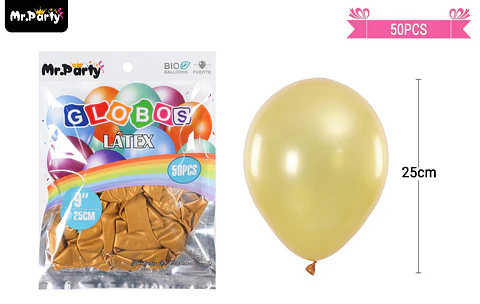 Globos de látex perlado dorado oscuro 25cm 50pcs