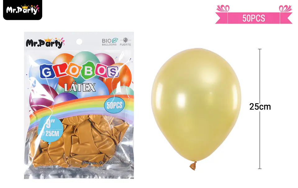 Globos de látex perlado dorado oscuro 25cm 50pcs 1