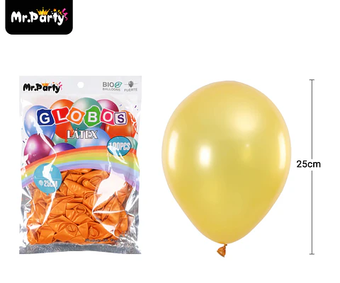 Globos de látex perlado dorado claro 25cm 100pcs