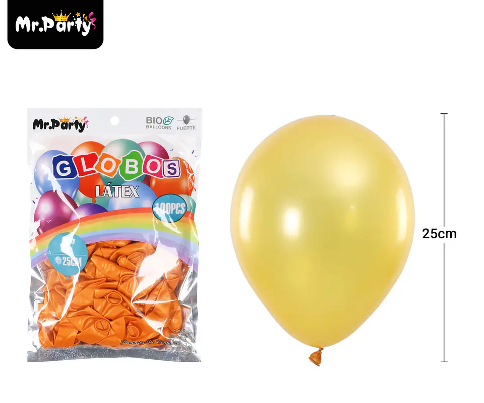 Globos de látex perlado dorado claro 25cm 100pcs 1
