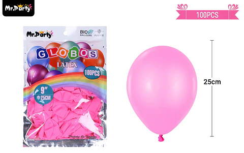 Globos de látex rosa oscura mate 25cm 100pcs
