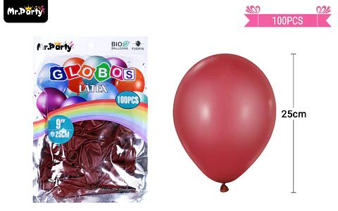 Globos de látex granate mate 25cm 100pcs