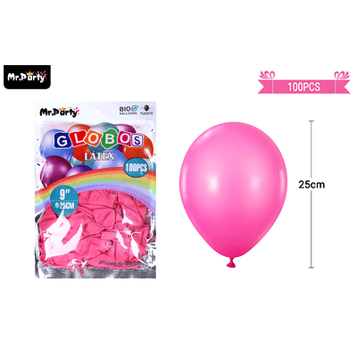 Globos de látex rojo rosa mate 25cm 100pcs