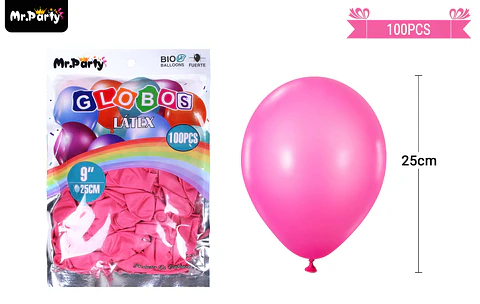 Globos de látex rojo rosa mate 25cm 100pcs