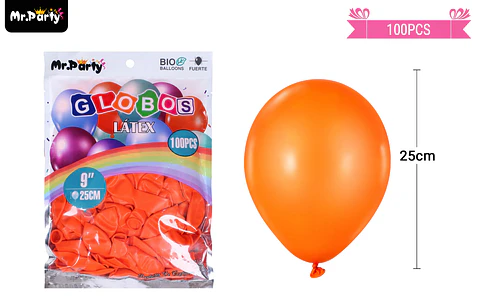 Globos de látex naranja mate 25cm 100pcs