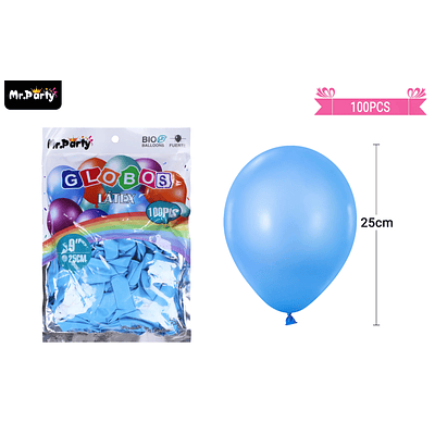 Globos de látex celeste mate 25cm 100pcs