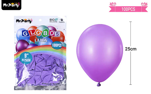 Globos de látex morado mate 25cm 100pcs