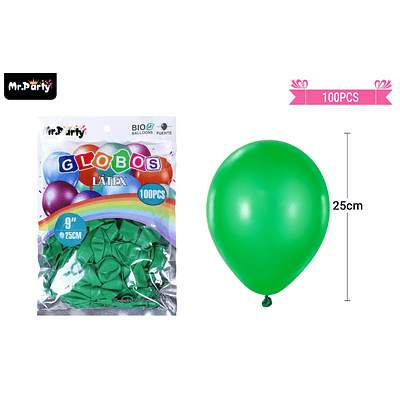 Globos de látex verde oscuro mate 25cm 100pcs