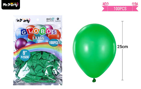 Globos de látex verde oscuro mate 25cm 100pcs