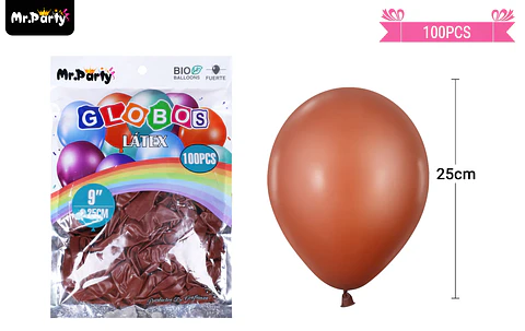 Globos de látex café mate 25cm 100pcs