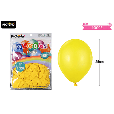 Globos de látex amarillo mate 25cm 100pcs