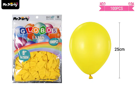 Globos de látex amarillo mate 25cm 100pcs