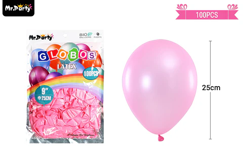 Globos de látex perlado rosa clara 25cm 100pcs