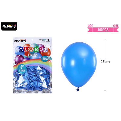 Globos de látex perlado azul oscuro 25cm 100pcs