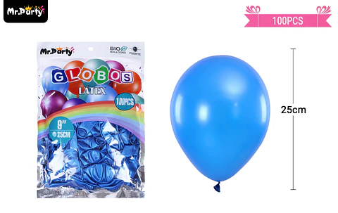 Globos de látex perlado azul oscuro 25cm 100pcs
