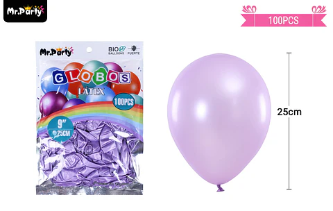 Globos de látex perlado lila 25cm 100pcs
