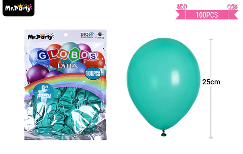 Globos de látex perlado verde oscuro 25cm 100pcs