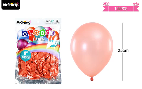 Globos de látex perlado dorado rosa 25cm 100pcs