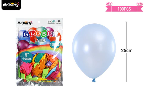 Globos de látex perlado colores surtidos 25cm 100pcs