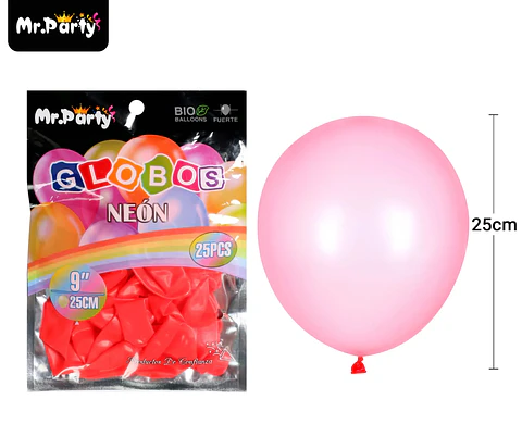 Globos de látex rojo fluorescente 25cm 25pcs