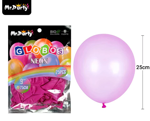 Globos de látex violeta fluorescente 25cm 25pcs