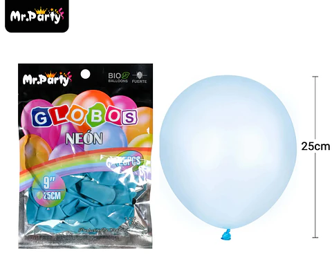 Globos de látex azul fluorescente 25cm 25pcs