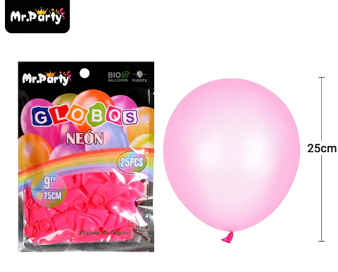 Globos de látex rosa fluorescente 25cm 25pcs