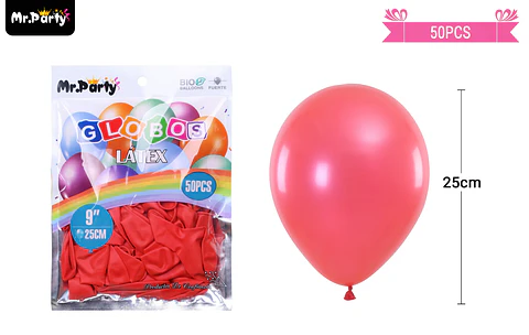 Globos de látex perlado rojo 25cm 50pcs