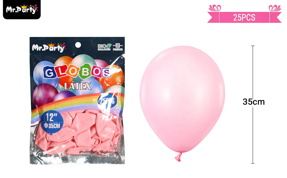 Globos de látex fucsia mate 35cm 25pcs 2