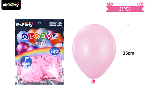Globos de látex rosa claro mate 35cm 25pcs