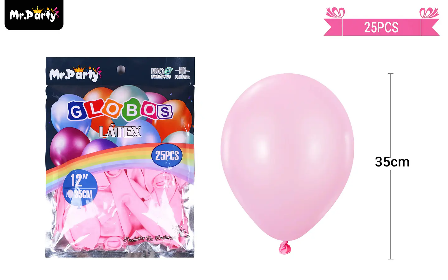 Globos de látex rosa claro mate 35cm 25pcs 2