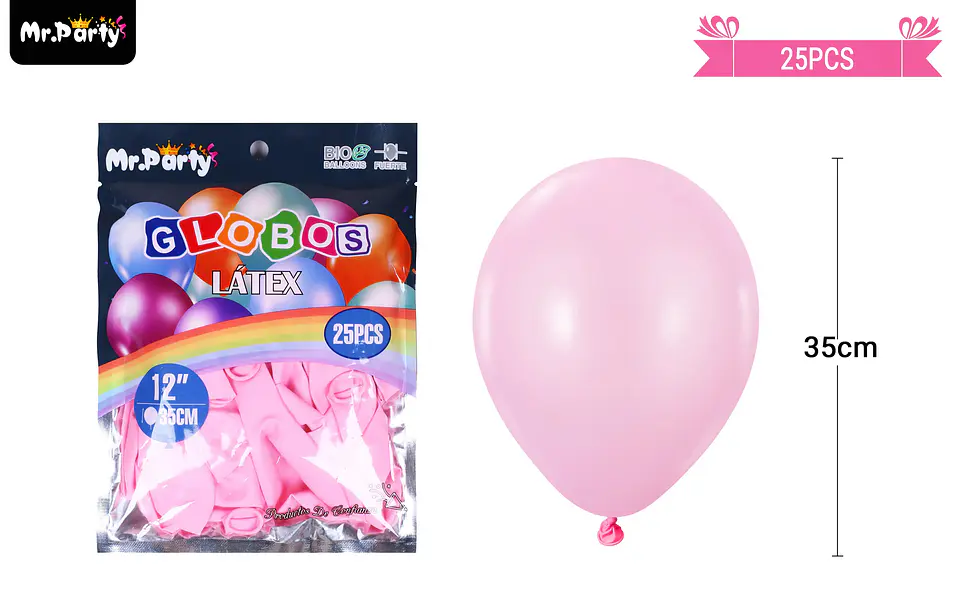 Globos de látex rosa claro mate 35cm 25pcs 2