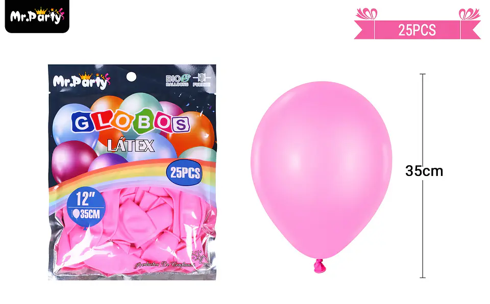 Globos de látex rosa oscura mate 35cm 25pcs 2