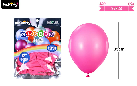 Globos de látex rojo rosa mate 35cm 25pcs