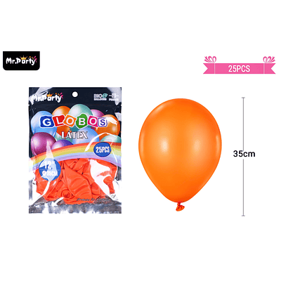 Globos de látex naranja mate 35cm 25pcs