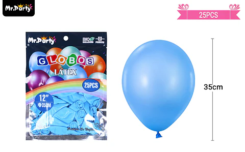 Globos de látex celeste mate 35cm 25pcs
