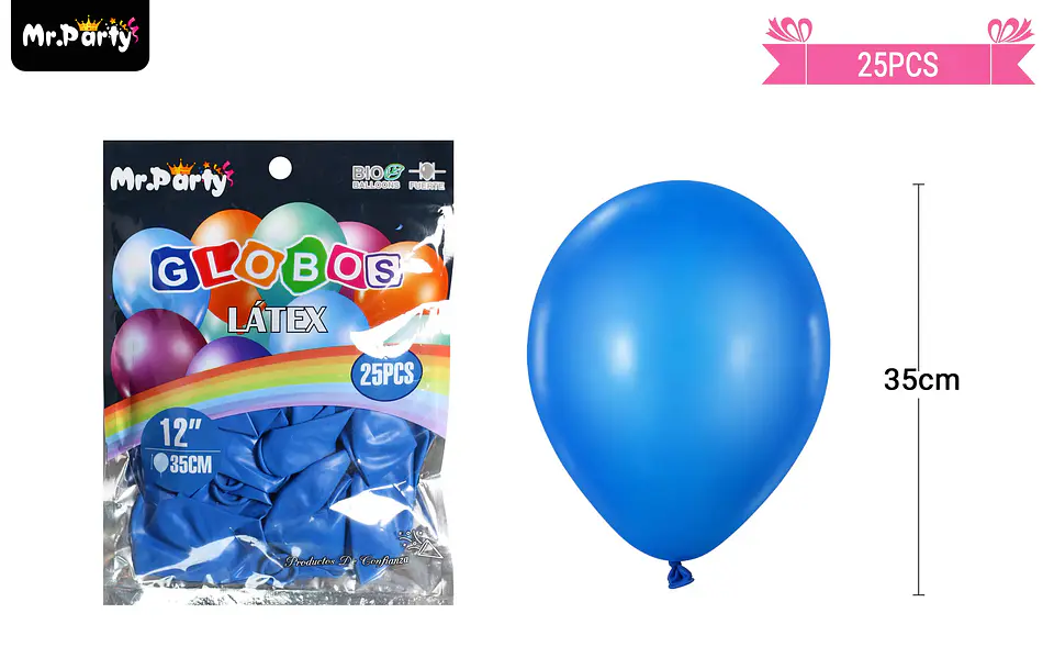 Globos de látex azul oscuro mate 35cm 25pcs 2