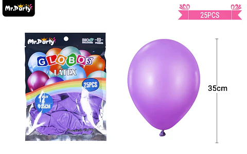 Globos de látex morado mate 35cm 25pcs