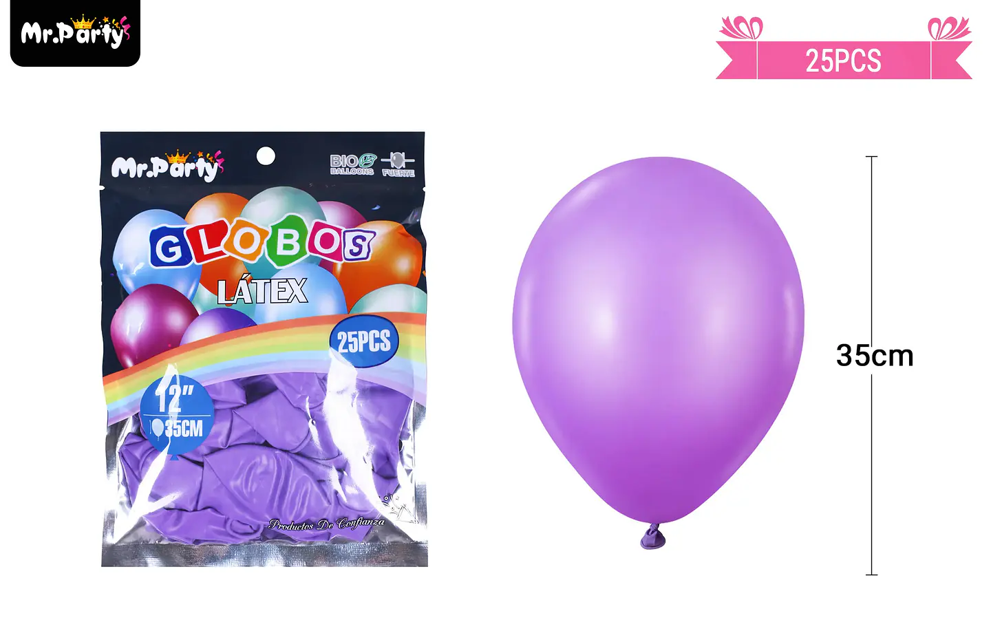 Globos de látex morado mate 35cm 25pcs 2