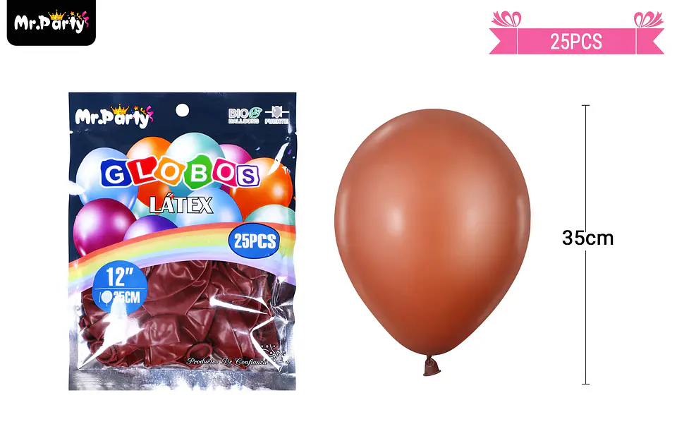 Globos de látex café mate 35cm 25pcs 1
