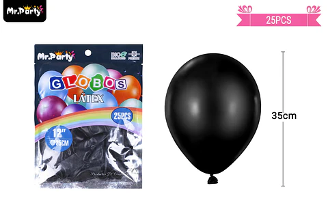 Globos de látex negro mate 35cm 25pcs